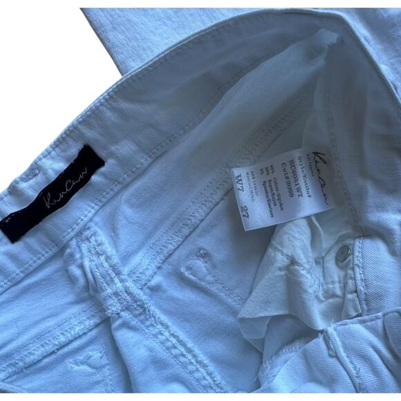 KanCan LA jeans 27” Opaque white denim sleek skinny cut raw hem zipper details - Picture 5 of 12